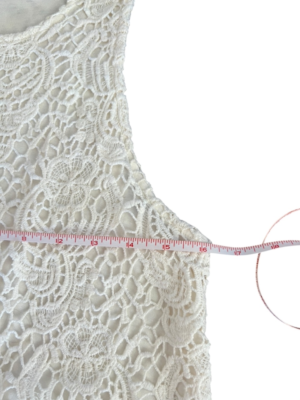 Lucky Brand Lace Tank Top Medium Ivory Crochet Sleeveless Boho Scalloped Hem - Picture 6 of 9